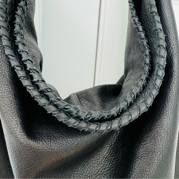 MARGOT Black Leather Suede Fringe Hobo Shoulder Bag Purse - Picture 7 of 11